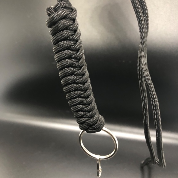 Id Lanyard Black Paracord Key Chain Badge Necklace 18" - Picture 3 of 10